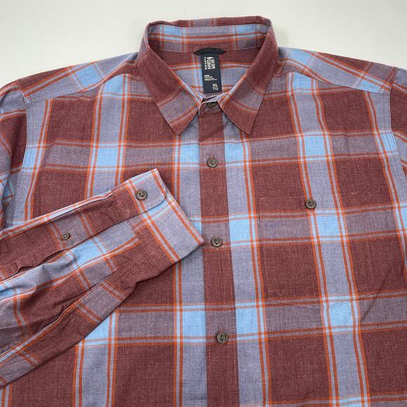 Mountain Hardwear XL Red Blue Plaid Long Sleeve Button Up Shirt - Picture 1 of 4